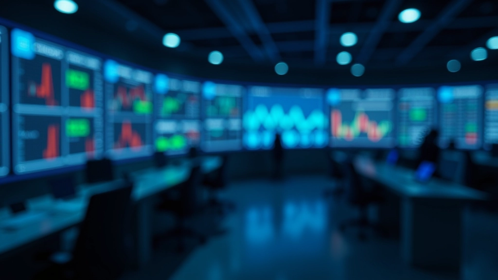 Handelsschalter für Kohlenstoffzertifikate mit digitalen Grafiken und Börsenbildschirmen