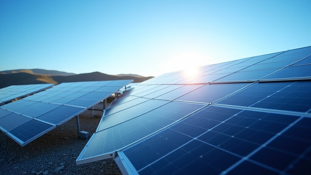 Solarmodule in einer Solaranlage unter blauem Himmel